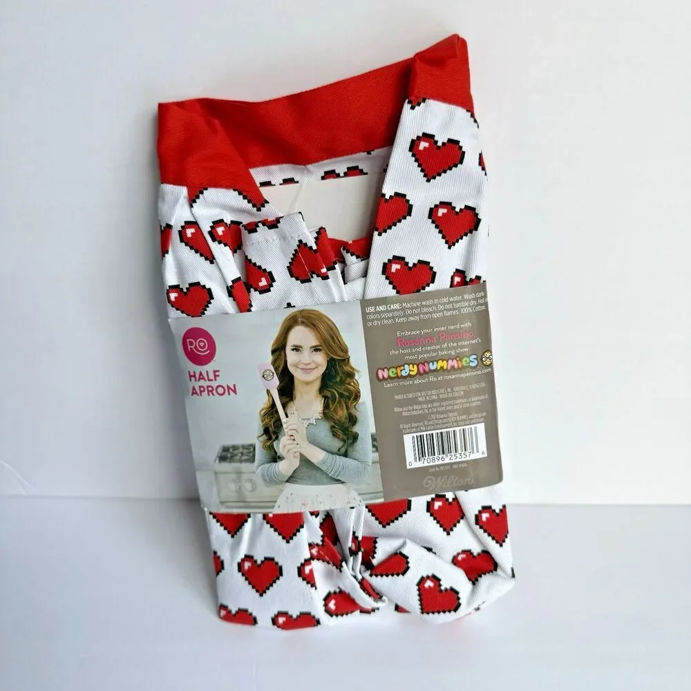 Rosanna Pansino Wilton Red Heart Nerdy Nummies Half Apron NWT